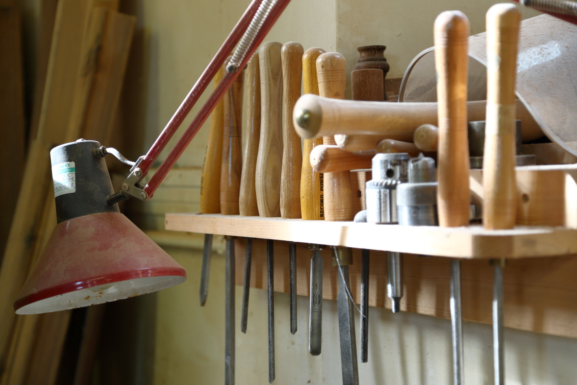 Photograph of a rack of chisels in the centre workshop